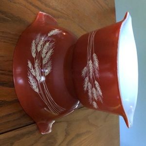 Vtg Pyrex Autumn Harvest Wheat 2 casserole bowls #473-B & #442